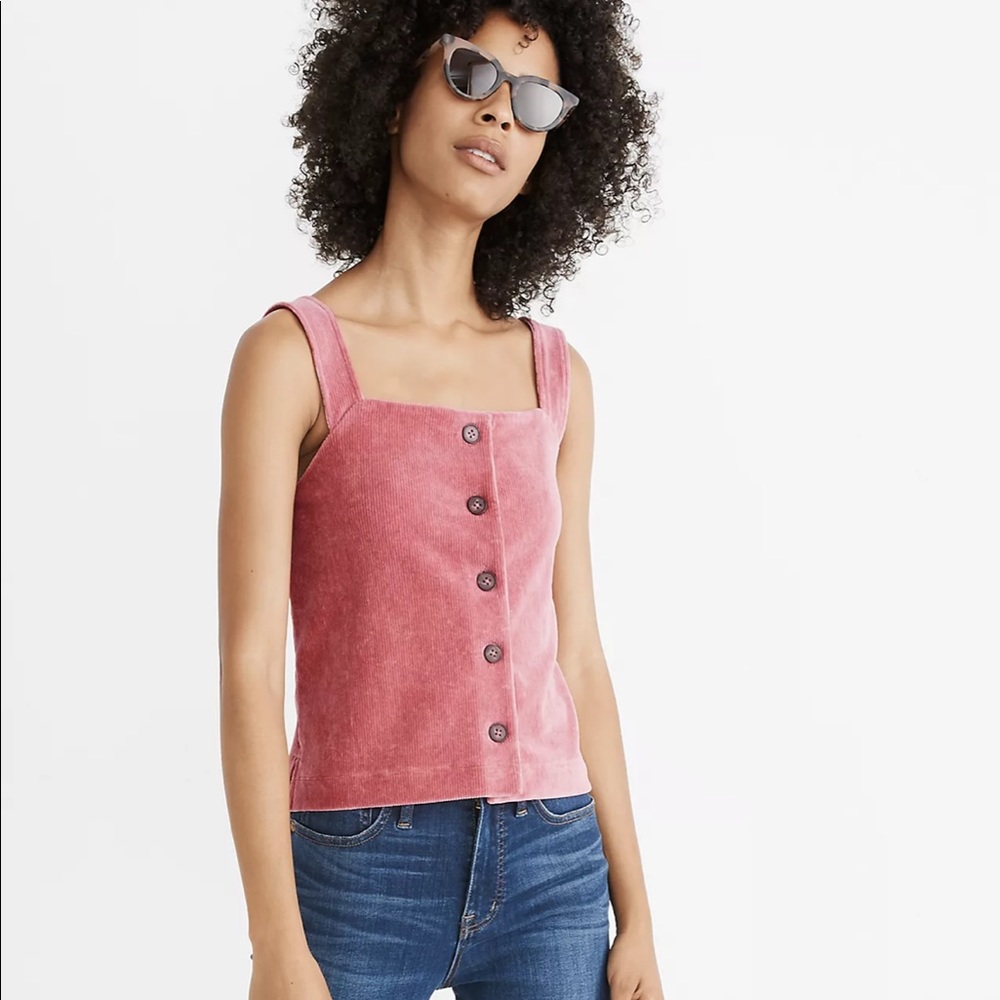 Madewell Texture & Thread Velour Corduroy Button-Front Tank Top